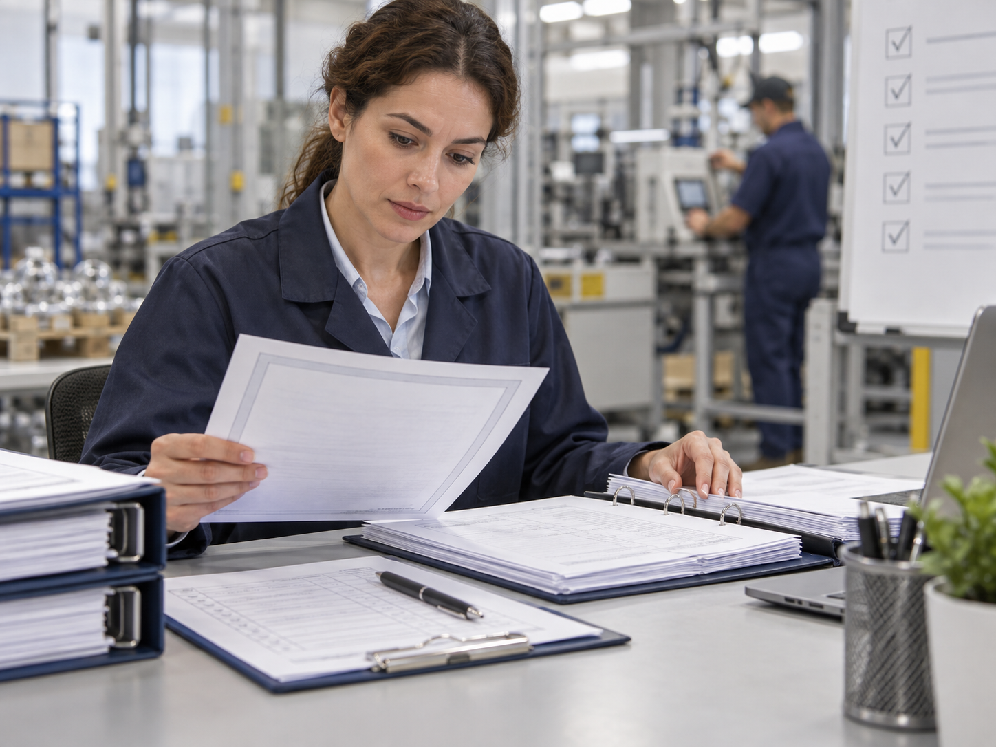 Quality professional reviewing accreditation documentation