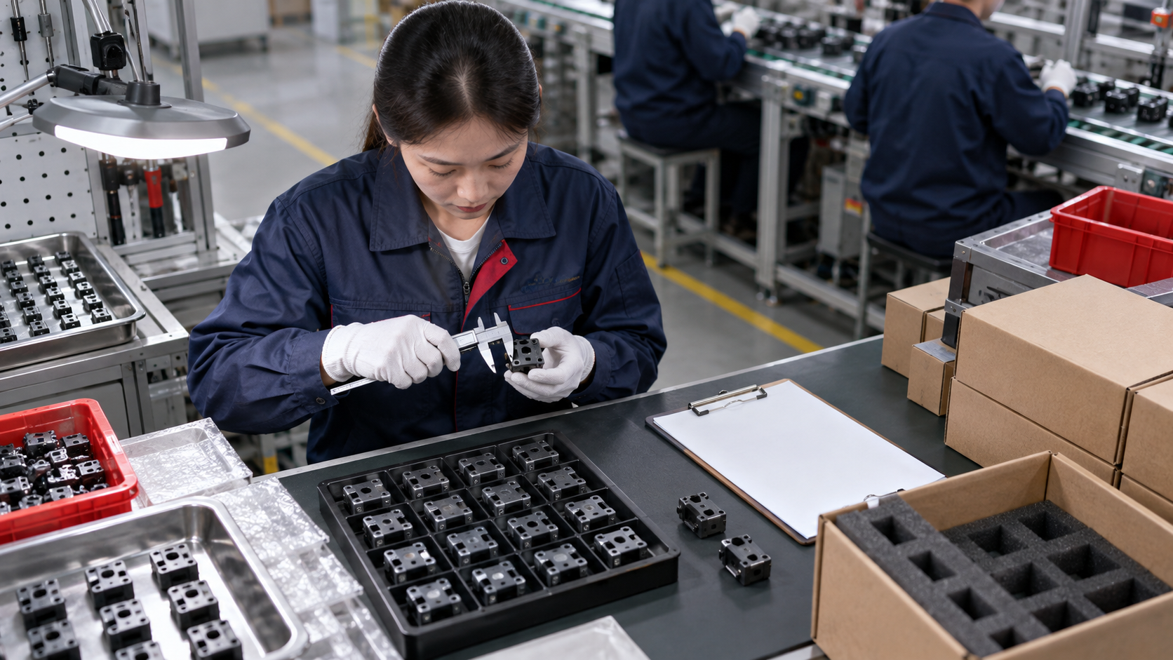 During production inspection workflow on an active production line