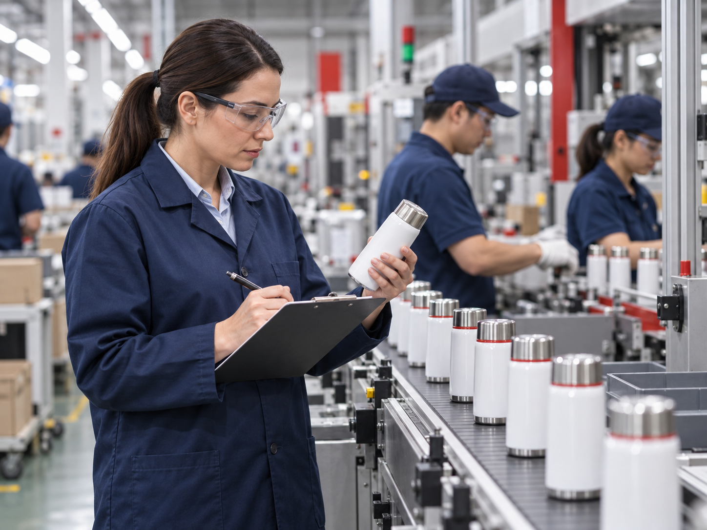 Inspector monitoring quality during production