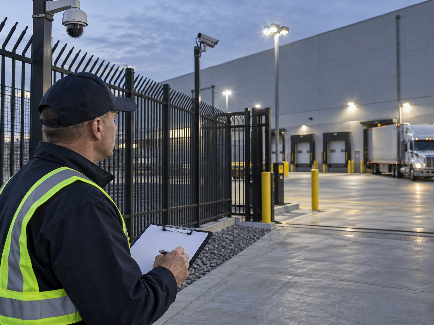Security perimeter, surveillance, and loading-yard review