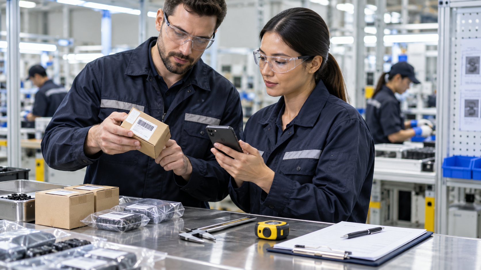 Field quality team using mobile tools and inspection equipment